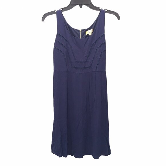 Princess Vera Wang Dress Navy Blue Zip Sleeveless Size 5 Tie Waist Crinkle Rayon - Picture 3 of 10